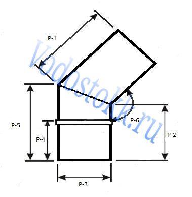 Колено водосточное - чертеж
